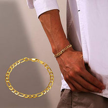 Carica l'immagine nel visualizzatore di Gallery, PROSTEEL Uomo Bracciale Catena Figaro Semplice in Acciaio 6 Mm - Oro - Ilgrandebazar