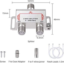 Carica l'immagine nel visualizzatore di Gallery, ESYNiC 2 Way TV CATV Broadband Splitter 2500MHz / 2 Vie Cavo Splitter...