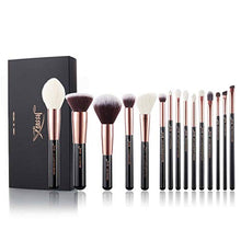Carica l'immagine nel visualizzatore di Gallery, Jessup 15Pz Oro Rosa/Nero Pennelli per trucco professionale Set trucco...