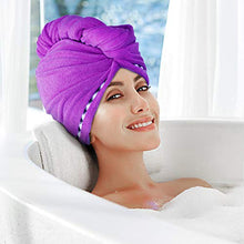 Carica l'immagine nel visualizzatore di Gallery, esafio - Confezione da 2 Asciugamani per Capelli in Morbida Blu + Viola Scuro - Ilgrandebazar