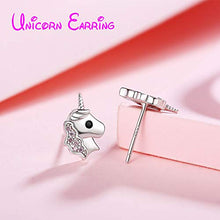 Carica l'immagine nel visualizzatore di Gallery, Orecchini unicorno per ragazze, Rosa Argento 925 a bottone...