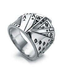 Carica l'immagine nel visualizzatore di Gallery, PAMTIER Carte da Poker Anello Uomo Acciaio Inossidabile Argento - Ilgrandebazar