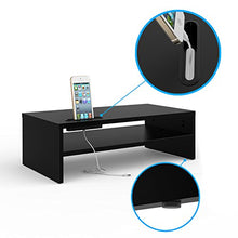 Carica l'immagine nel visualizzatore di Gallery, 1home Supporto del Legno tavola Nera per monitore 420mm largo con la mensola - Ilgrandebazar