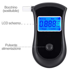 Carica l'immagine nel visualizzatore di Gallery, JTENG Etilometro Portatile Digitale, Alcool Test Professionale con Schermo...