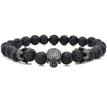 Carica l'immagine nel visualizzatore di Gallery, EXINOX Bracciale Perline di Pietra lavica | Uomo | Dettagli Teschio E... - Ilgrandebazar