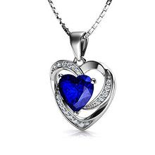 Carica l'immagine nel visualizzatore di Gallery, DEPHINI Blu Collana Cuore – 925 argento ciondolo a forma di cuore con... - Ilgrandebazar
