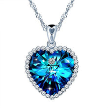 Carica l'immagine nel visualizzatore di Gallery, SixLuo Collana da donna"Cuore dell'oceano" in argento Sterling 925 con...