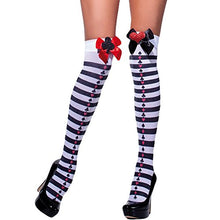 Carica l'immagine nel visualizzatore di Gallery, SMIFFYS Smiffy's Collant auto-reggenti opachi, nero e bianco, A righe con... - Ilgrandebazar