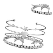 Carica l'immagine nel visualizzatore di Gallery, OULII Bracciali Donna Con Strass Stella Luna Cuore In Argento Per - Ilgrandebazar