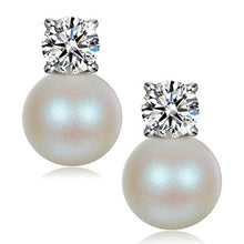 Carica l'immagine nel visualizzatore di Gallery, J. RENEÉ Regalo San Valentino, Orecchini Donna, argento Bianca 8mm - Ilgrandebazar