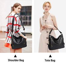 Carica l'immagine nel visualizzatore di Gallery, Kasgo Borsa Donna, Grande Borse Tracolla Pelle PU a Spalla Moda Nero