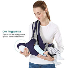 Carica l'immagine nel visualizzatore di Gallery, Marsupio Neonati Ergonomico Porta Bambino con Sgabello Blu Scuro - Ilgrandebazar
