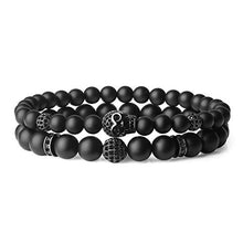 Carica l'immagine nel visualizzatore di Gallery, COAI Set Due Bracciali da Uomo in Onice Opaca e Amuleto Teschio, Bracciali...