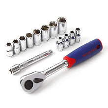 Carica l'immagine nel visualizzatore di Gallery, WORKPRO Chiavi a Bussola 1/4’’ Set 14 Pezzi Cricchetto con Sgancio Rapido in...