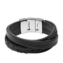 Carica l'immagine nel visualizzatore di Gallery, Fossil Bracciale da Uomo in Pelle/Acciaio Inossidabile, 21.5 cm - Ilgrandebazar
