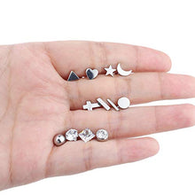 Carica l'immagine nel visualizzatore di Gallery, Sailimue12 Pairs Orecchini in Acciaio Inossidabile Set per Donna Tono Argento