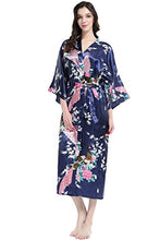 Carica l'immagine nel visualizzatore di Gallery, BABEYOND Vestaglia Kimono Donna Lungo Pigiama Blu Scuro - Ilgrandebazar