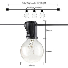 Carica l'immagine nel visualizzatore di Gallery, 25Ft catena a lampadina, luci stringhe con 25 lampadine a incandescenza G40 2