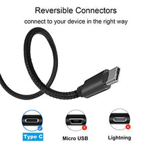 Carica l'immagine nel visualizzatore di Gallery, Yosou, cavo di ricarica USB tipo C da 2 m, in nylon intrecciato C Nero - Ilgrandebazar