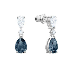 Carica l'immagine nel visualizzatore di Gallery, Swarovski Orecchini A Buco Vintage, Cristallo Blu, Rodiato, da Donna - Ilgrandebazar