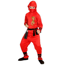 Carica l'immagine nel visualizzatore di Gallery, WIDMANN Red Dragon Ninja Casacca Con Cappuccio Pantaloni Cintura 140 cm - Ilgrandebazar