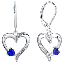 Carica l'immagine nel visualizzatore di Gallery, YL Orecchini Cuore Argento 925 Amore Zaffiro blu/Smeraldo Blu - Ilgrandebazar
