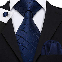 Carica l'immagine nel visualizzatore di Gallery, Barry.Wang, set di cravatta, gemelli e pochette da uomo, motivo a scacchi,... - Ilgrandebazar