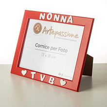Carica l'immagine nel visualizzatore di Gallery, Cornici Rossa per foto in legno con la scritta Nonna TVB e decorata con... - Ilgrandebazar
