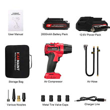 Carica l'immagine nel visualizzatore di Gallery, ICARMAINT Compressore Aria Portatile Auto Pompa Bicicletta Elettrica 2600mAh...