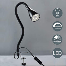Carica l'immagine nel visualizzatore di Gallery, Lampada LED da tavolo con morsetto dimmerabile, include lampadina 5W Nero - Ilgrandebazar
