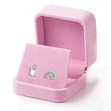 Carica l'immagine nel visualizzatore di Gallery, Orecchini a forma di unicorno arcobaleno orecchino argento chiaro rosa...