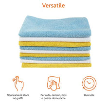 Carica l'immagine nel visualizzatore di Gallery, AmazonBasics – Panni in microfibra (confezione da 24 unità), color bianco, celeste e giallo