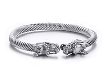 Carica l'immagine nel visualizzatore di Gallery, Vnox Bracciale da uomo in cavo di acciaio inox, con teste Grey(silver) - Ilgrandebazar