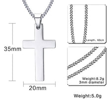 Carica l'immagine nel visualizzatore di Gallery, VNOX Collana con Pendente in Acciaio Inox Normale Semplice Croce Uomo Argento - Ilgrandebazar
