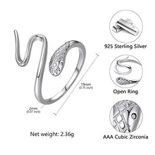 Carica l'immagine nel visualizzatore di Gallery, SILVERCUTE Donna Anello Aperto/Orecchini Fascia Gatto/Corna di Serpente