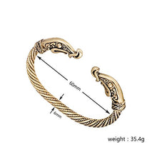 Carica l'immagine nel visualizzatore di Gallery, Bracciale rigido in stile scandinavo antico, ritorto con teste di drago,... - Ilgrandebazar
