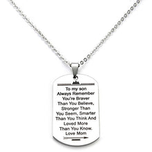 Carica l'immagine nel visualizzatore di Gallery, Ciondolo in acciaio inossidabile con testo inglese “To my Son... Love... - Ilgrandebazar