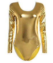 Carica l'immagine nel visualizzatore di Gallery, Body da danza, donna, a maniche lunghe, con scollo rotondo, X-Large, Oro - Ilgrandebazar