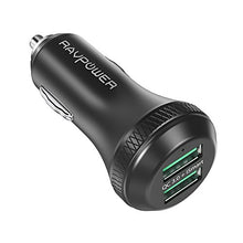 Carica l'immagine nel visualizzatore di Gallery, RAVPower Caricatore Adattatore Doppio per Auto USB 40W 3A Quick Charge Nero - Ilgrandebazar