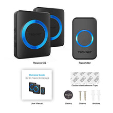 Carica l'immagine nel visualizzatore di Gallery, TECKNET Campanelli Wireless, Campanello 1 Trasmettitore + 2 Ricevitori, Nero