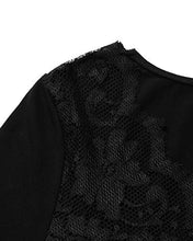 Carica l'immagine nel visualizzatore di Gallery, YOINS Camicette Donna Manica Lunga Maglia Pizzo Crop Magliette XXL, Nero - Ilgrandebazar