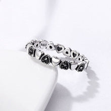 Carica l'immagine nel visualizzatore di Gallery, Anello a forma di cuore in argento Sterling 925 con zirconia cubica nera... - Ilgrandebazar