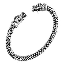 Carica l'immagine nel visualizzatore di Gallery, Ailuor Braccialetto da uomo con doppia testa di drago, stile vichingo, Silver - Ilgrandebazar
