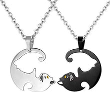 Carica l'immagine nel visualizzatore di Gallery, Coppia di ciondoli da uomo e donna, a forma gatto, Yin Yang in acciaio... - Ilgrandebazar