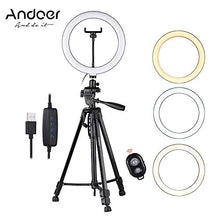 Carica l'immagine nel visualizzatore di Gallery, Andoer Luce ad Anello LED da 10 Pollici con Treppiede Supporto per Telefono...