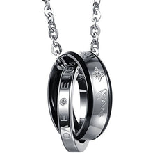 Carica l'immagine nel visualizzatore di Gallery, Flongo coppia collana amante regalo per donna uomo anelli interblocco Black - Ilgrandebazar