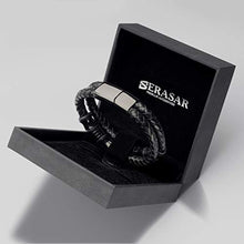 Carica l'immagine nel visualizzatore di Gallery, SERASAR | Bracciale in Pelle Premium per Uomo Nero | Speciale - Ilgrandebazar