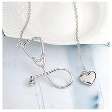 Carica l'immagine nel visualizzatore di Gallery, Stetoscopio Collana Lariat con Pendente Cuore, Cuore E Argento01