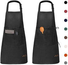 Carica l'immagine nel visualizzatore di Gallery, Viedouce 2 Pezzi Grembiule da Cucina Chef,Grembiule Ristorante BBQ Nero