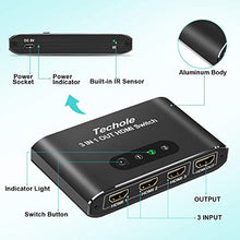 Carica l'immagine nel visualizzatore di Gallery, HDMI Switch, Techole Alluminio Splitter 3 In 1 Uscita con Telecomando,...
